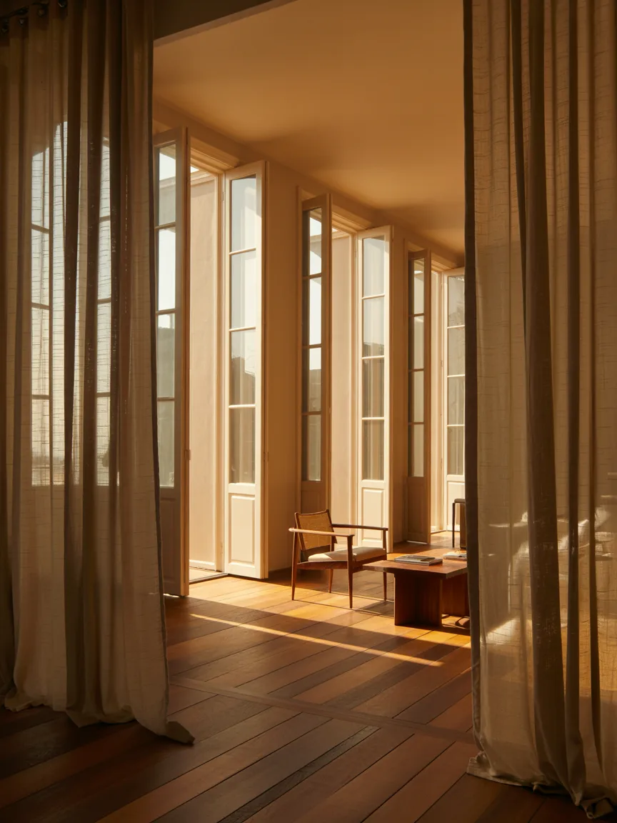 Modern home facade with casement windows