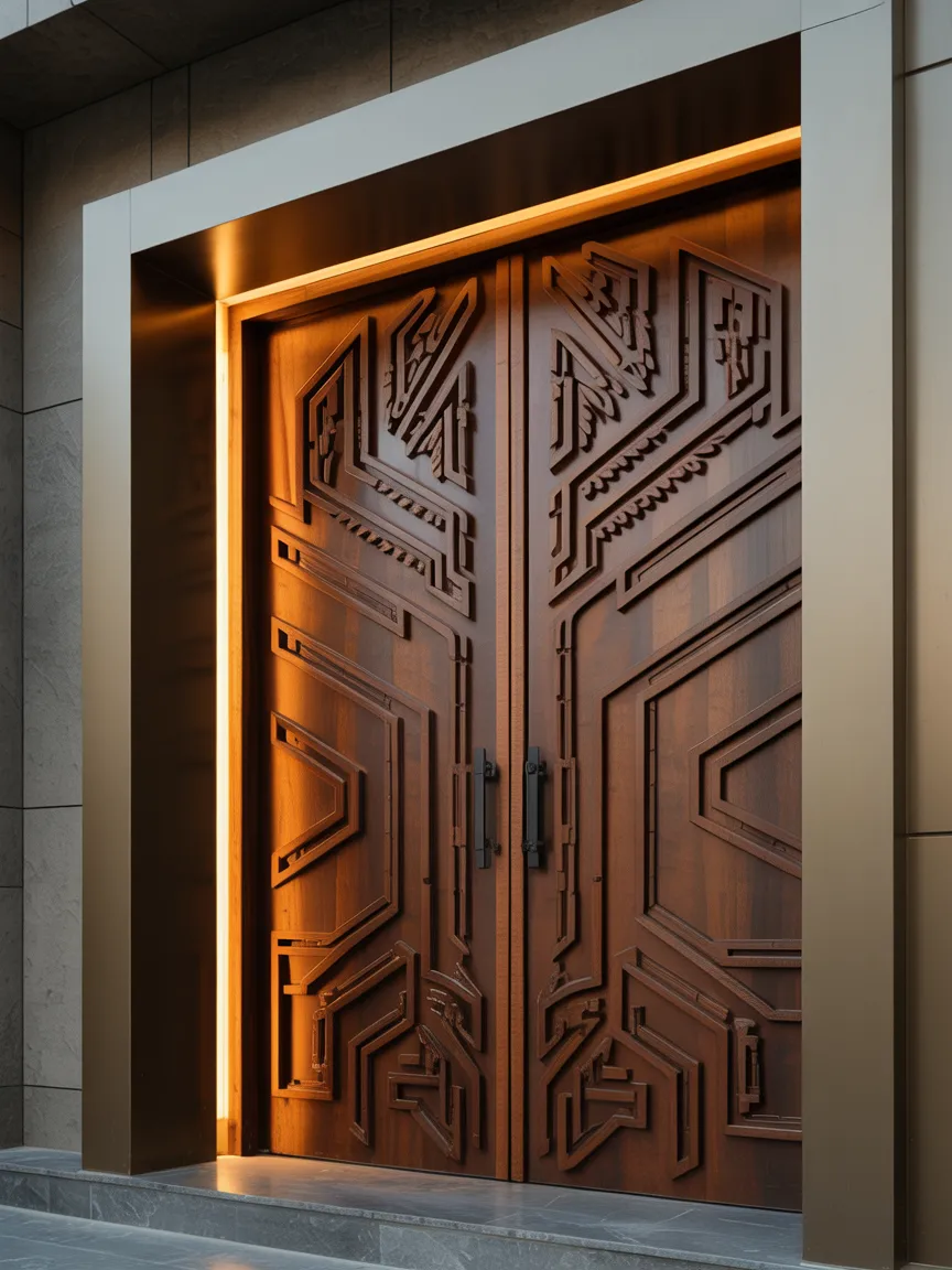 Elegant interior with wooden designer door styling